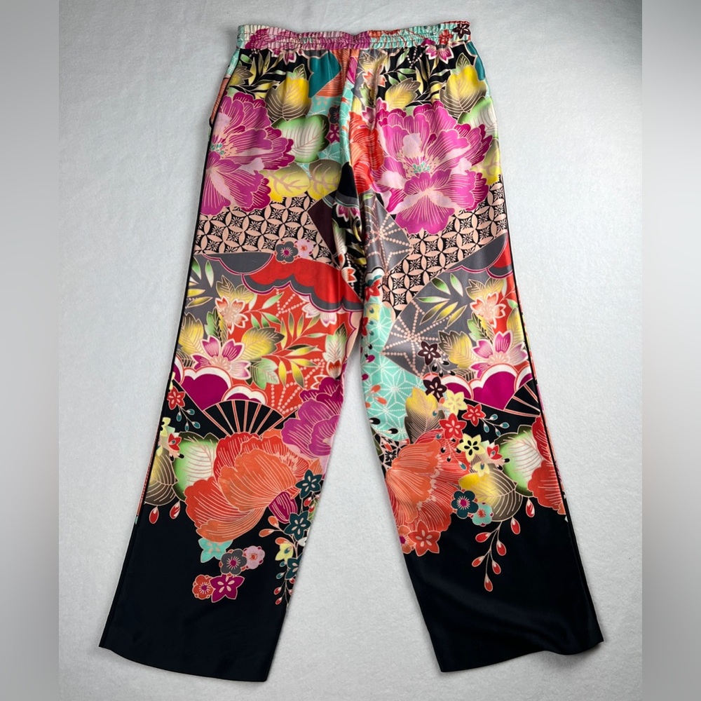 Trina Turk Women's Silk‎ Pants Floral Japanese Theme Multicolor Medium - Picture 2 of 9